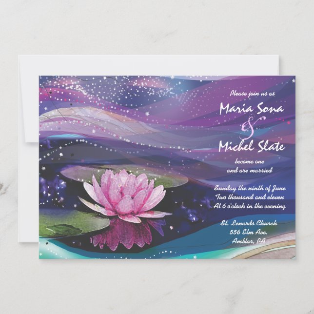 Einladung zur Hochzeitsfeier Blume Pink (Vorderseite)