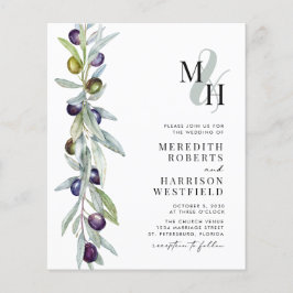 Einladung zur Hochzeitsfeier der Olive Branch Mono