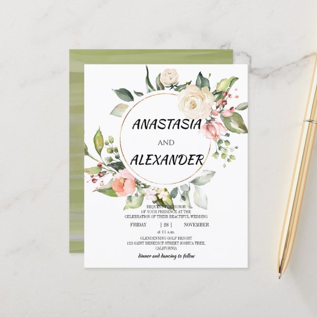 Einladung zur Hochzeitsfeier. Einladung (Vorderseite/Rückseite Beispiel)