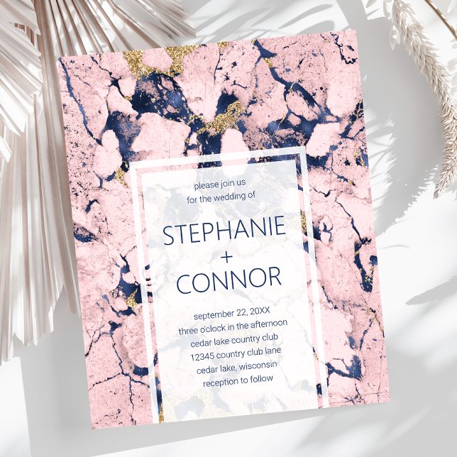 Einladung zur Hochzeitsfeier für Navy Blush Gold (Von Creator hochgeladen)