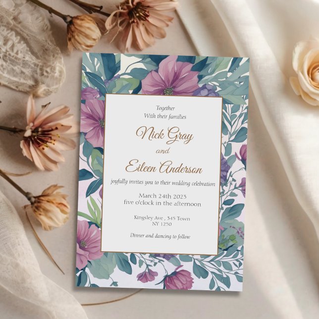 Einladung zur Hochzeitsfeier im bezaubernden Garte (Enchanted Garden Floral Wedding Invite)