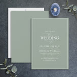 Einladung zur Hochzeitsfeier in der modernen Szene<br><div class="desc">Dieses trendige, elegante und moderne, schlichte und minimalistische Brauereidesign in Weiß und Grün zeigt "The Wedding Of" in moderner Kalligrafie und Serif-Text als Hauptmotiv und basiert auf unserem bestverkauften Brautparty laden. Die Rückseite der Karte weist eine weise grüne Textur auf. Kontaktieren Sie Designer für passende Produkte. Vielen Dank für die...</div>