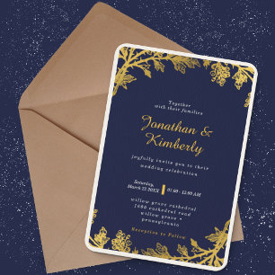Einladung zur Hochzeitsfeier in Luxury Navy und Go