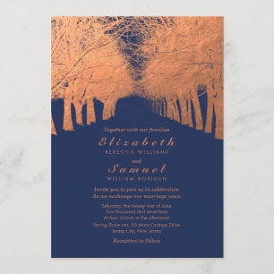 Einladung zur Hochzeitsfeier in Navy Blue Copper T