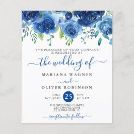 Einladung zur Hochzeitsfeier mit blauem Flor Flyer
