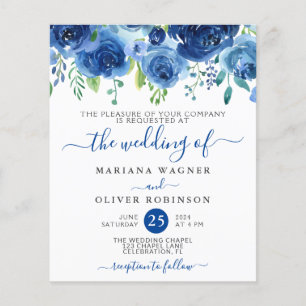 Einladung zur Hochzeitsfeier mit blauem Flor Flyer