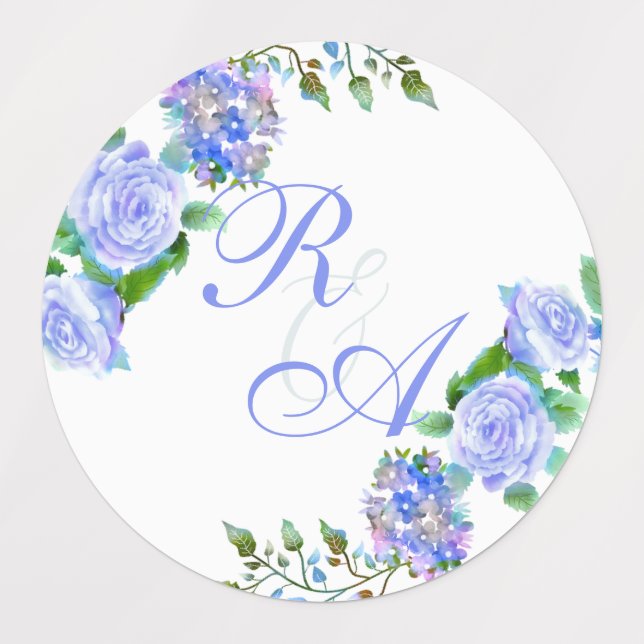 Einladung zur Hochzeitsfeier mit blauer Rose Etiketten (Design 1)