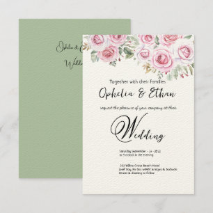 Einladung zur Hochzeitsfeier mit floralen Aquarell