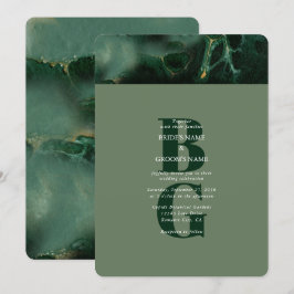 Einladung zur Hochzeitsfeier mit moderner grüner M