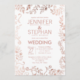 Einladung zur Hochzeitsfeier mit weißer Rose Gold