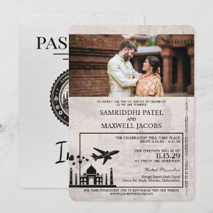 Einladung zur Hochzeitsfeier mit White India Passp