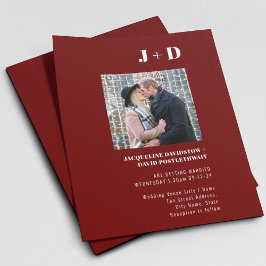 Einladung zur Hochzeitsfeier Modernes Burgund-Foto Flyer