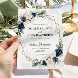 Einladung zur Hochzeitsfeier von Navy und Blush