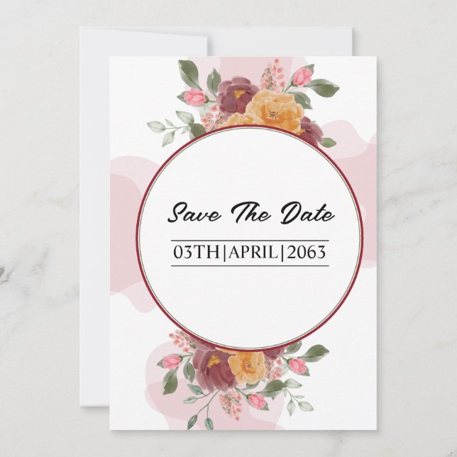 Einladung zur Hochzeitskarte für Blumenrahmen (Rückseite)