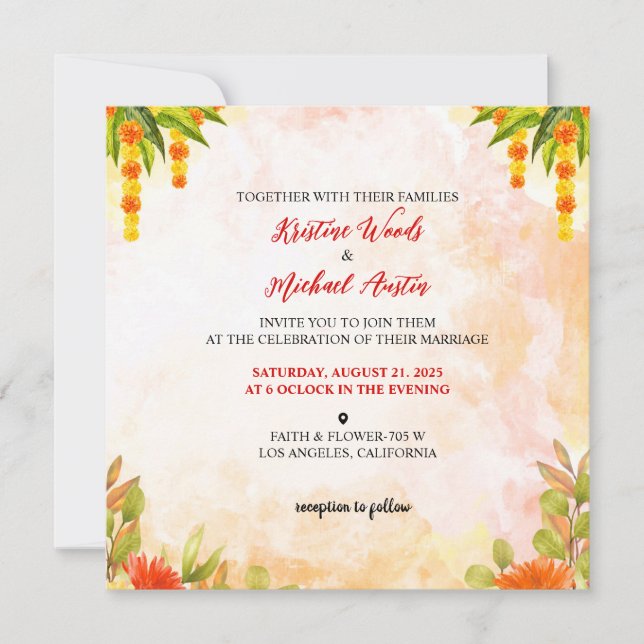 Einladung zur Hochzeitskarte Wasserfarbe (Vorderseite)