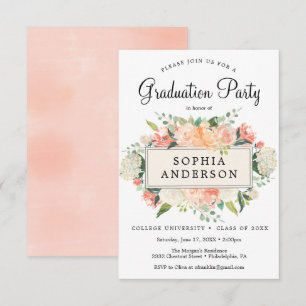 Einladung zur hübschen Peach Graduation Party