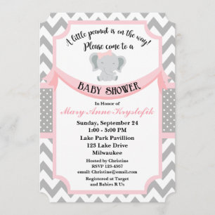 Einladung zur individuellen Pink Gray Baby Girl Du