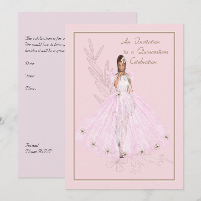 Einladung zur Jungfrau von Quinceanera (Vorne/Hinten)
