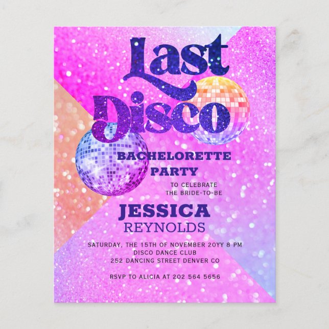 Einladung zur Junggeselinnen-Abschied-Disco Flyer (Vorne)