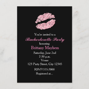 Einladung zur Junggesellinnenparty Pink Lips KISS