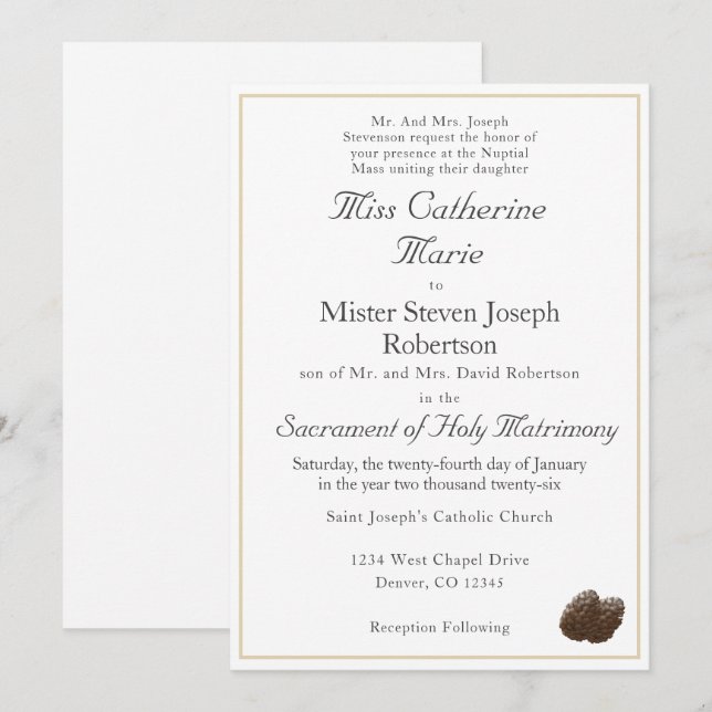 Einladung zur katholischen Winterhochzeit (Vorne/Hinten)