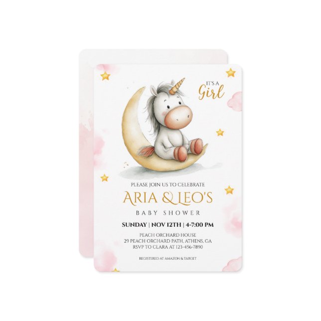 Einladung zur Kinderdusche (Vorderseite/Rückseite Beispiel)