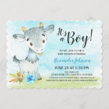 Einladung zur Kinderdusche im Aquarell Boy Goat