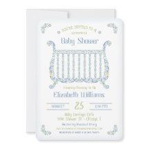 Einladung zur Kinderdusche - Lacy Crib - Blau