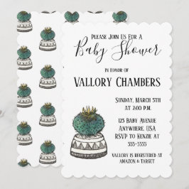 Einladung zur Kinderdusche mit gepolstertem Kaktus