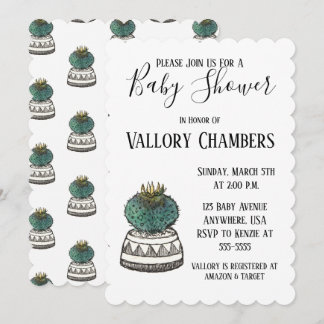 Einladung zur Kinderdusche mit gepolstertem Kaktus