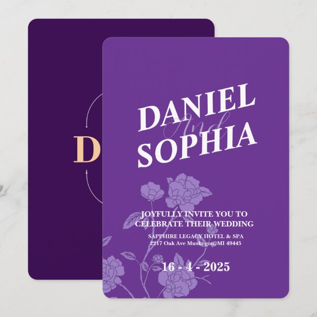 Einladung zur klassischen Hochzeit (Vorne/Hinten)