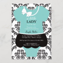 Einladung zur kleinen Lady Baby Dusche, blau, Perl