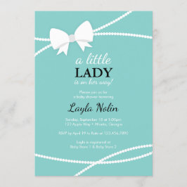Einladung zur kleinen Lady Baby Dusche, blau, Perl