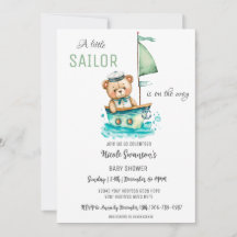 Einladung zur kleinen Sailor Nautical Bear Baby Du