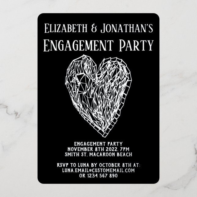 Einladung zur Kristallherz-Luxe-Engagement-Partei (Vorderseite)