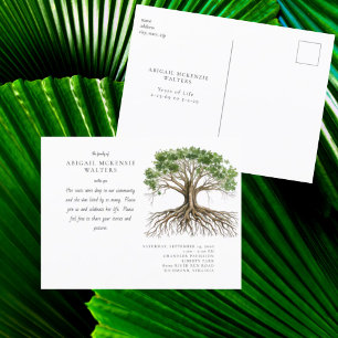 Einladung zur Lebensfeier 'Tief verwurzelter Baum' Postkarte