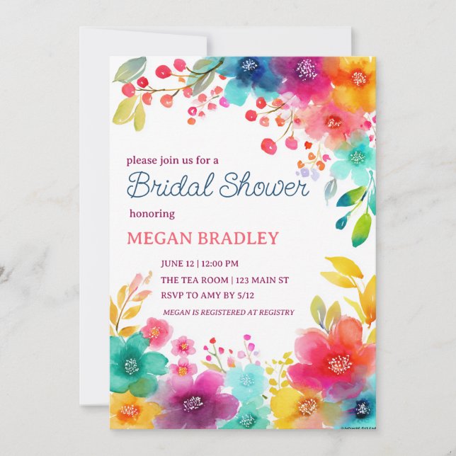 Einladung zur lebhaften Tropical Floral Bridal Dus (Vorderseite)