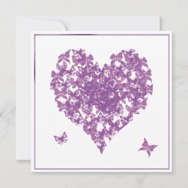 Einladung zur lila Butterfly-Hochzeit (Vorderseite)