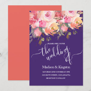 Einladung zur Lila Hochzeit der tropischen Rosa Ko