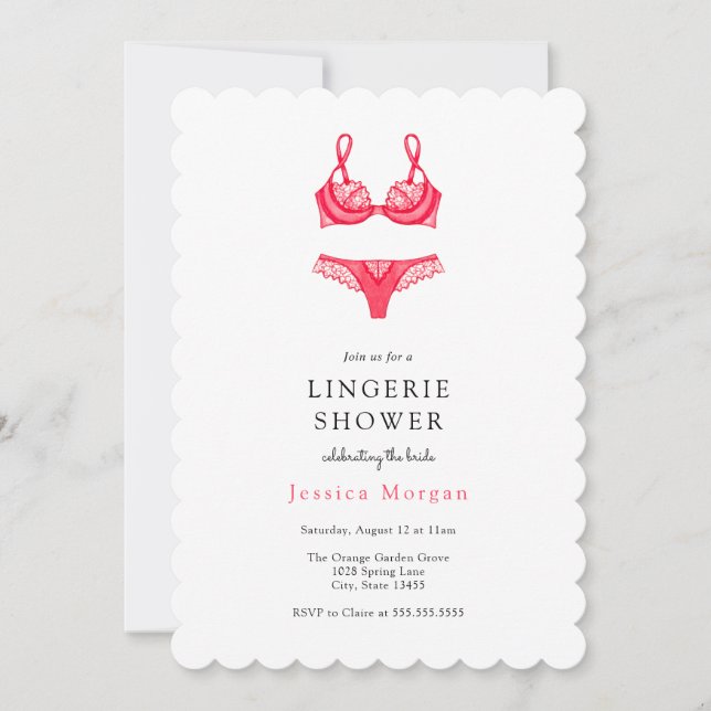 Einladung zur lila Lingerie-Dusche (Vorderseite)