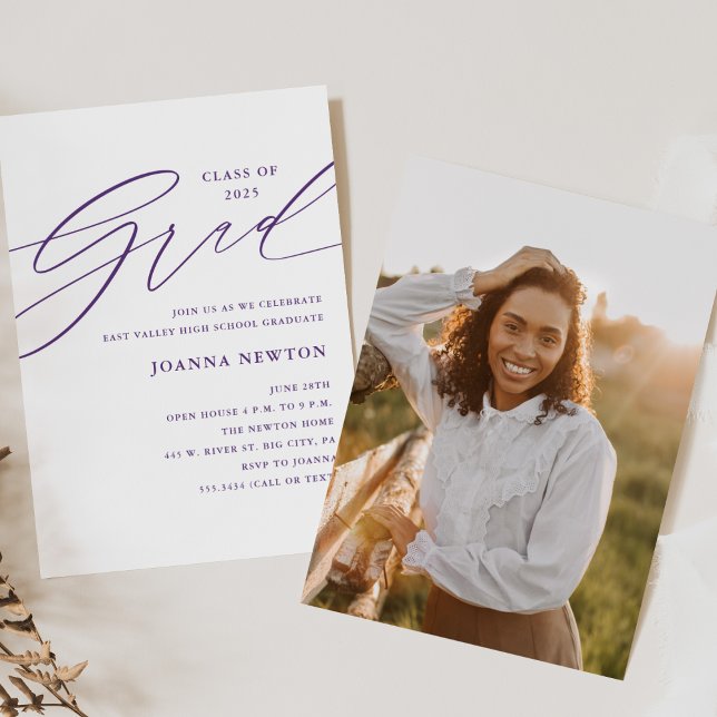 Einladung zur lila Minimalistischen Graduiertengru (Von Creator hochgeladen)