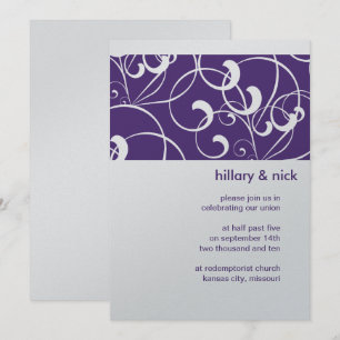Einladung zur lila Swirt-Hochzeit