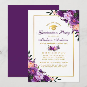 Einladung zur lila Ultra-Violet-Graduiertenparty P