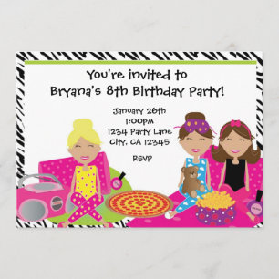 Einladung zur Mädchen-Pyjama-Party mit Zebras