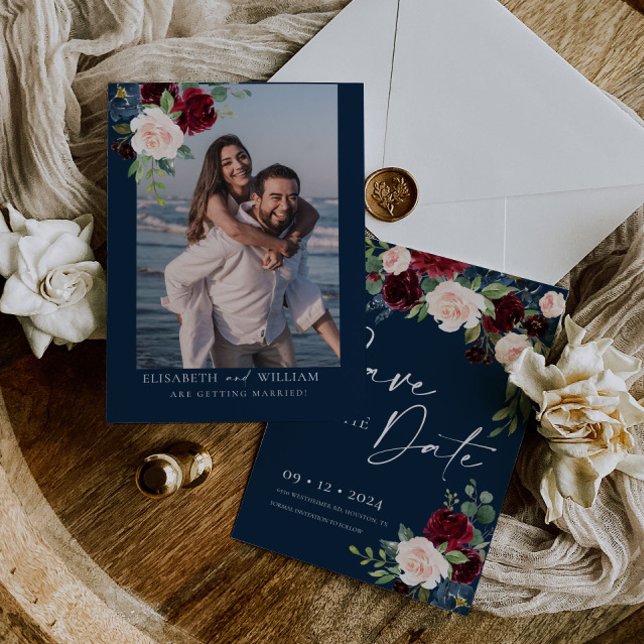 Einladung zur Marine Burgund und Blush Save the Da (Von Creator hochgeladen)