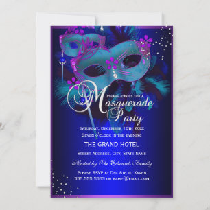 Einladung zur Masken-Masquerade-Party in Lila und 