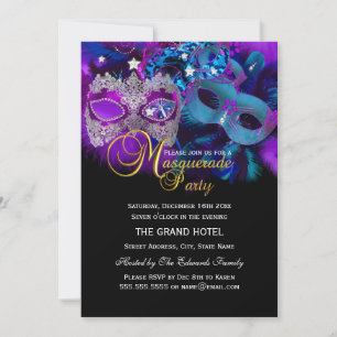 Einladung zur Masken-Masquerade-Party in Rosa, Lil