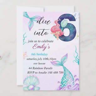 Einladung zur Mermaid zum 6. Geburtstag