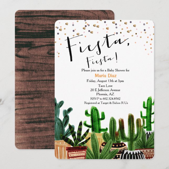 Einladung zur mexikanischen Fiesta Babydusche (Vorne/Hinten)