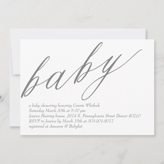 Einladung zur Minimalistischen Babydusche (Vorderseite)